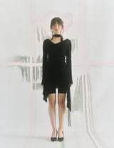 Shirring Cowl Neck Blouse (BLACK)