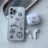 Black - Marshmallow Rabbit AirPods Case_matt
