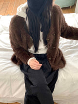She's double button angora cardigan