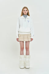 CHERRY BUTTON POINT PLEATS SKIRT[LIGHT BEIGE]