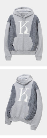 Mixed Fabric Knit KUYRI K Hoodie (Melange Gray)