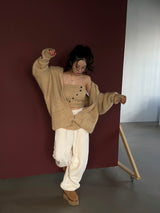 soft wool string jogger wide pants