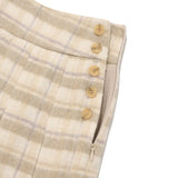 CHERRY BUTTON POINT PLEATS SKIRT[LIGHT BEIGE]