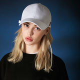 Stud logo over fit ball cap white