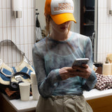 マーブルメッシュトップ / MARBLE MESH TOP_MINT GRAY