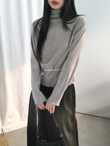 コリーヌリボンストラップベルベットポーラーTシャツ