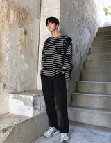ASCLO Marine Stripe Three Quarter sleeve T Shirt (3color) (6565916049526)