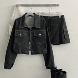 エンボッスドポケット2wayカラージャケット / embossed pocket two-way collar jacket