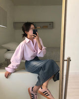 [BELLIDE MADE] ボーイフィットオックスフォードストライプシャツ