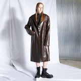 レザーシングルロングコート / Leather Single Long Coat (brown)