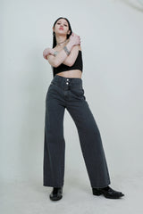 [Sserpe x Dilettantisme] Grey V Cut Wide Denim Pants (6687114920054)