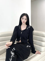 ハートクロップフードジップアップ/[High quality] 847. Heart crop hood zip up (2color)