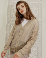 WAFFLE FISHNET CARDIGAN BEIGE (6691444588662)