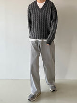 Double twist V neck knit 