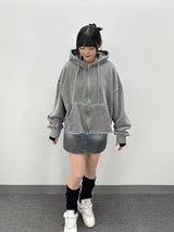 Cut-Off Cutting Hooded Zip-Up