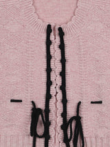プチリボンニットベスト / Petite Ribbon Knit Vest (Pink)
