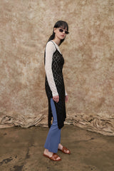 [22S] MESH ARGYLE KNIT ONE PIECE