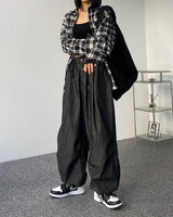 バルーンストリングデニムパンツ/Balloon string denim pants (6623658803318)