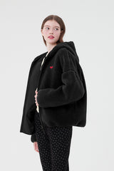 チェリーフリースフーディー付きジャンパー / CHERRY FLEECE HOODIE JUMPER [BLACK]