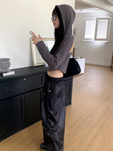 Tissue Coated Parachute Two Way Jogger Wide Pants