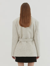 BELTED HALF COAT - LIGHT MELANGE (6636724650102)
