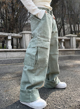 ディングデニムスリットワイドカーゴパンツ / Ding denim slit wide cargo pants