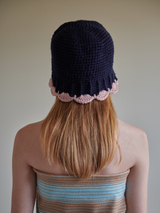플라워벨햇 (네이비 앤드 핑크) /  Flower bell hat (navy and pink) (6656025100406)