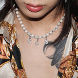 8mm Pearl Little Ball Chain Necklace (Silver)
