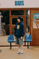 ミックスCワッペンパーカ・ネイビー［ユニセックス］/ Mix C Patch Unisex Vintage Navy Hoodie