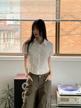 Tekka Incision Semi-cropped Short Sleeve Southern Shirt