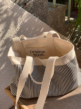 stripe reversible bag - deep black