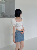 ポップコーンオフショルダーブラウス/Popcorn Off Shoulder Blouse (4color)