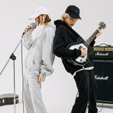 オーバーフィットプリンティングパーカー/OVERFIT PRINTING HOODIE-MELANGE GREY