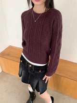 ミシェルディープツイストケーブルラウンドニット