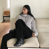 【裏毛】ピルキ コーデュロイ ピンタックストリングロングワイドパンツ