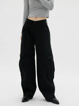 ローライズワイドパンツ/Low-rise black wide pants