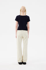 スモールチェリースクエアネッククロップTシャツ / SMALL CHERRY SQUARE NECK CROP T-SHIRT [NAVY]