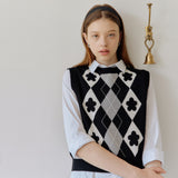 FLOWER JACQUARD VEST_BLACK (6600100446326)
