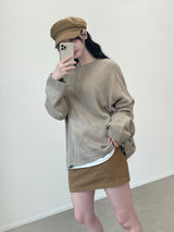 W Round Knit Cardigan