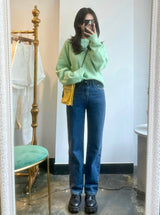 ワイドフィットロールアップチェックデニムパンツ/WIDE FIT ROLL-UP CHECK DENIM PANTS [6882]