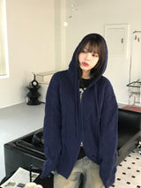Corbin knit hood zip up