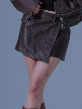 Pigment Vintage Vegan Leather SKIRT (BR)