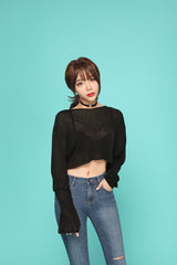シースルークロップTシャツ / TOP(4863) see-through crop Tee