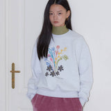 DRAWING FLOWER SWEATSHIRT_MELANGE GRAY