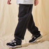 ワイドテーパードレトロデニムパンツブラック/Wide Tapered Retro Denim Pants Black (6683369767030)