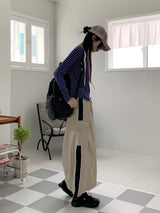Rahel String Color Nylon Banding Pocket Cargo Long Skirt