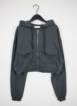 ポケットクロップフードジップアップ / Pocket Crop Hood Zip Up (3color)