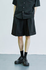 ループステッチターンアップハーフパンツ / loop stitch turn up half pants black