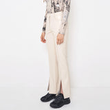 フェイクレザースリットトラウザーズ/Faux-Leather Slit Trousers _ Ivory
