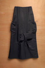 ピアカーゴスカート / PIA CARGO SKIRT-SLASH BLACK